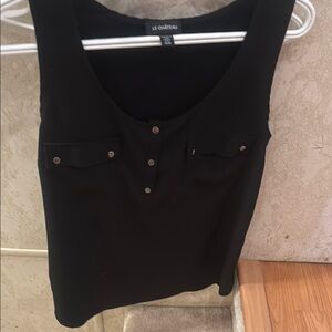Le Chateau Black Sleeveless Buttoned Blouse